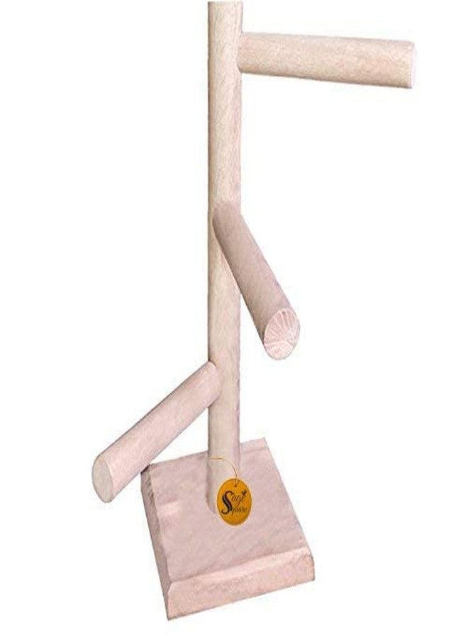 Sage Square 16Inches / 41cm Natural Wood Training Cum Exercise 3 Stairs Playful Perch Bird Top Sand Stand/Bird Toy - Image 4